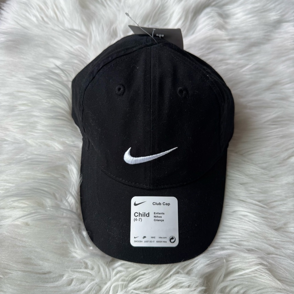 Nike Black Child's Cap with White Logo